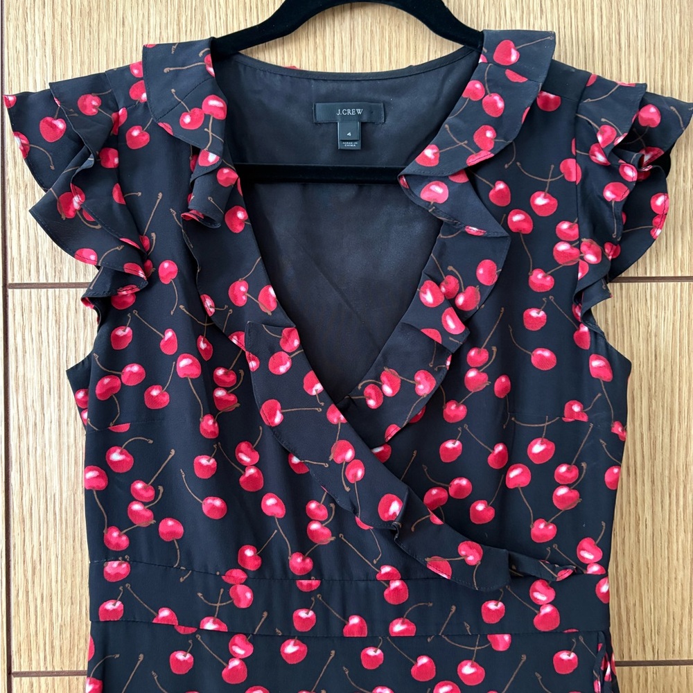 J. Crew 100% Silk Cherry Dress - Picture 9 of 14